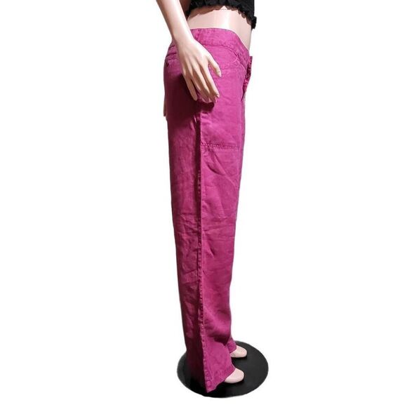 Pulp Linen mid rise fuchsia women trousers M - Picture 2 of 7